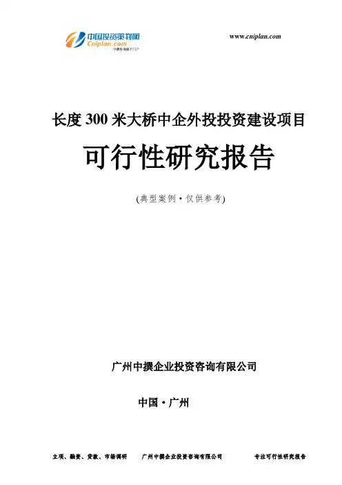 长度300米大桥中企外投投资建设项目可行性研究报告-广州中撰咨询