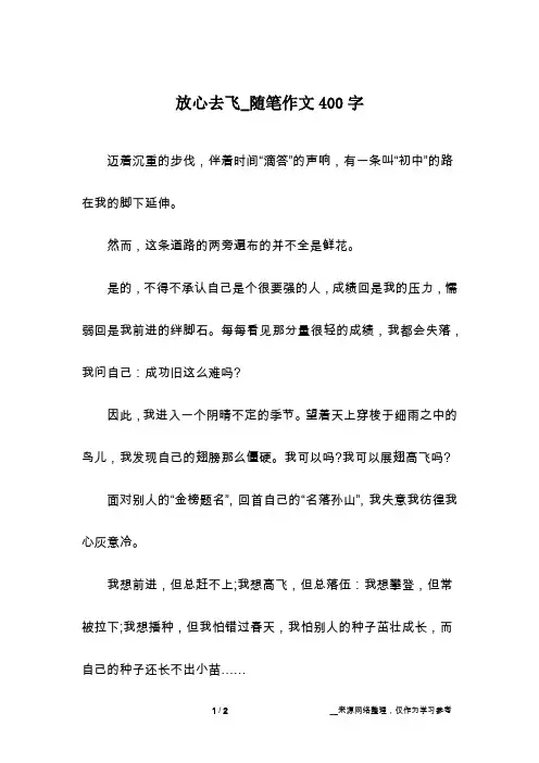 放心去飞_随笔作文400字