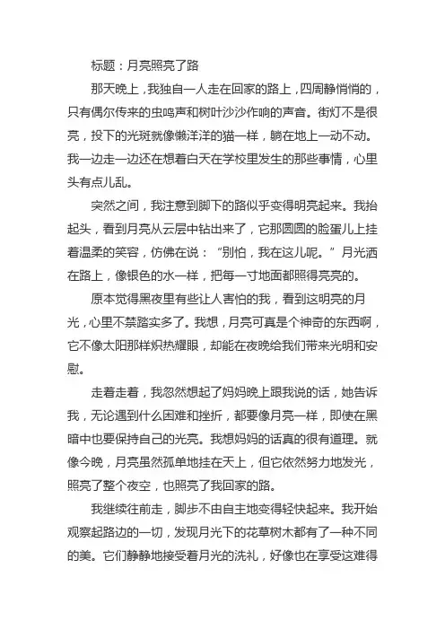 月亮照亮了路作文