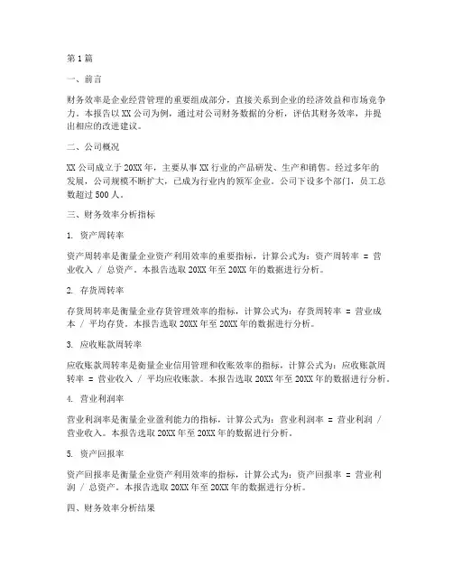 公司财务效率分析报告(3篇)