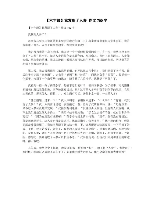 【六年级】我发现了人参 作文700字