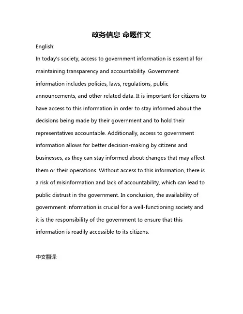 政务信息 命题作文