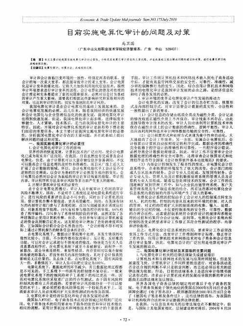 目前实施电算化审计的问题及对策