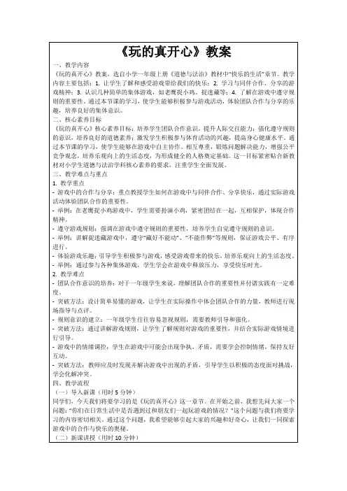 《玩的真开心》教案