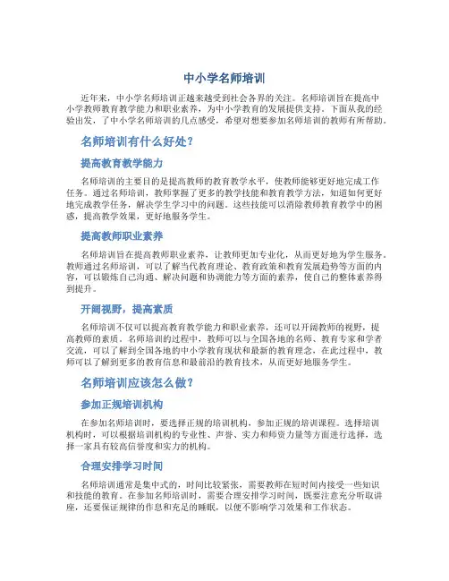 中小学名师培训总结