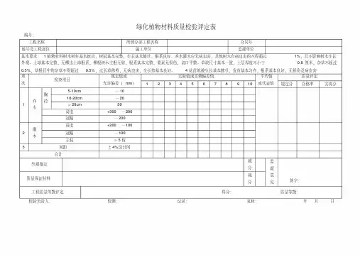 园林绿化质量验收评定表