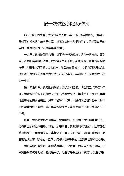 记一次做饭的经历作文