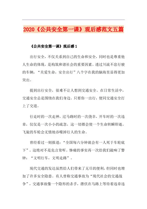 《公共安全第一课》观后感范文五篇