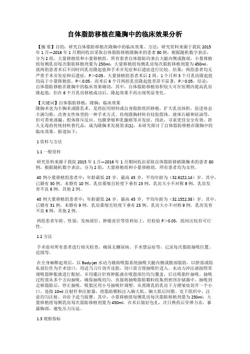 自体脂肪移植在隆胸中的临床效果分析