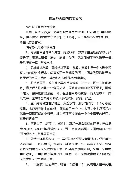 描写冬天雨的作文段落