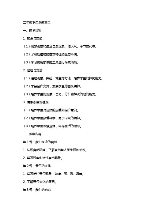 二年级下自然教案全