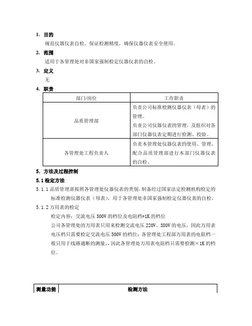 仪器仪表检定作业指导书
