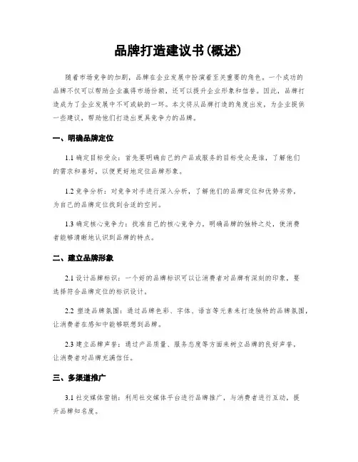 品牌打造建议书(概述)