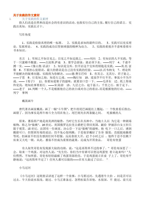 关于实践的作文素材