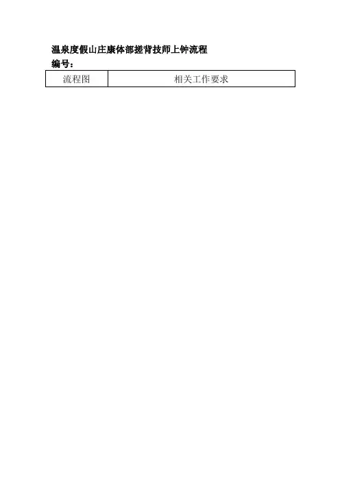 温泉度假山庄康体部搓背技师上钟流程