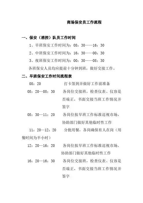 商场保安员工作流程