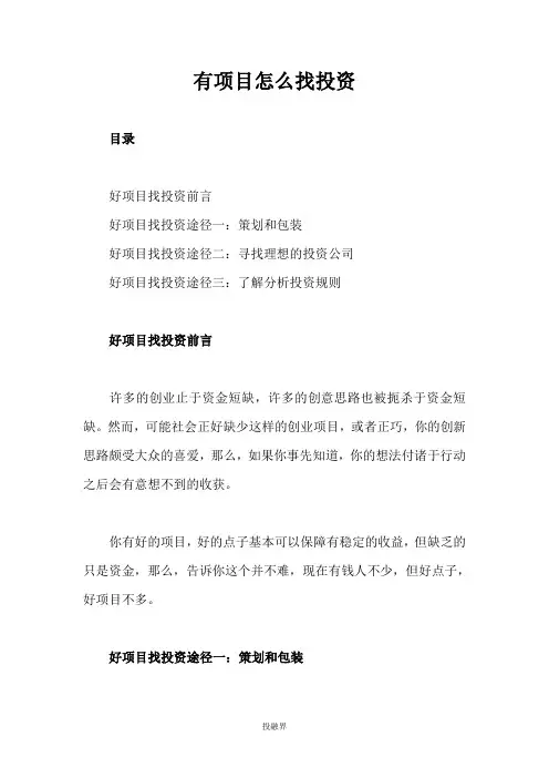 有项目怎么找投资
