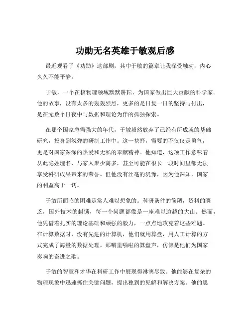 功勋无名英雄于敏观后感