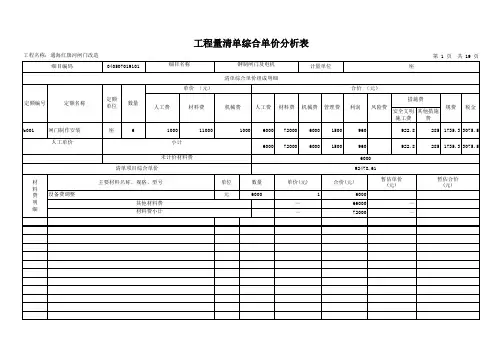 工程量清单综合单价分析表(主要材料)