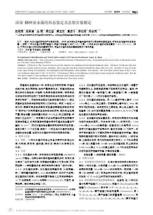 济南53种淡水藻的形态鉴定及总脂含量测定