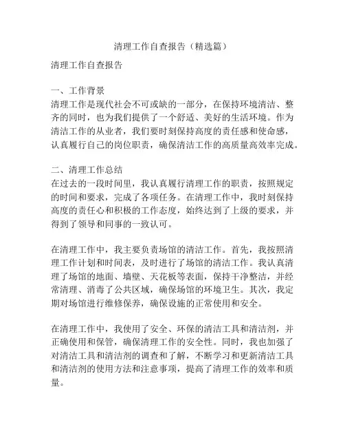 清理工作自查报告(精选篇)
