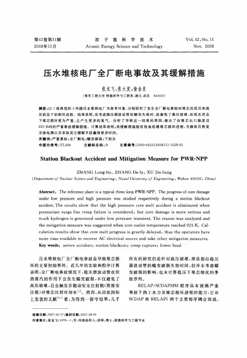 压水堆核电厂全厂断电事故及其缓解措施