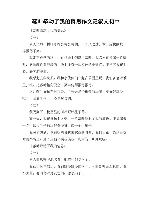 落叶牵动了我的情思作文记叙文初中