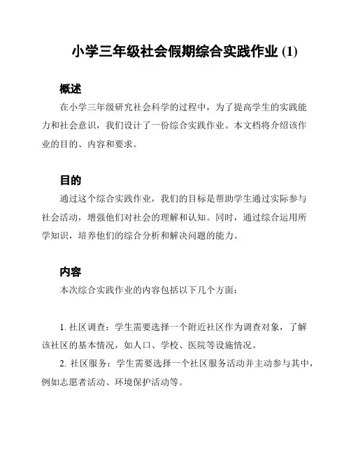 小学三年级社会假期综合实践作业 (1)