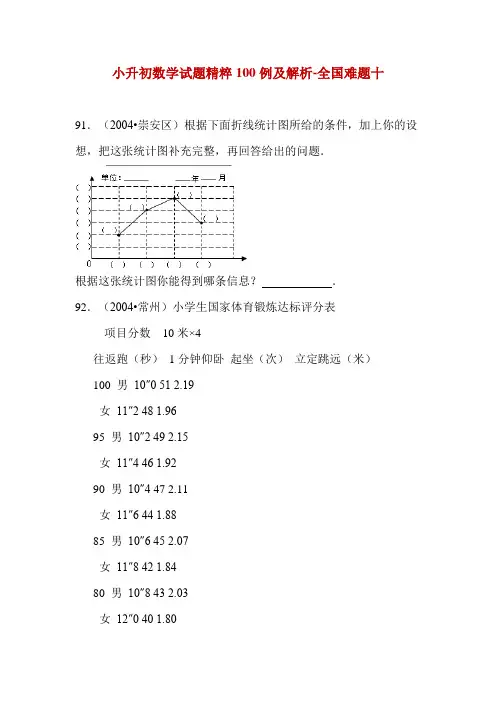 小升初数学试题精粹100例及解析-全国难题十