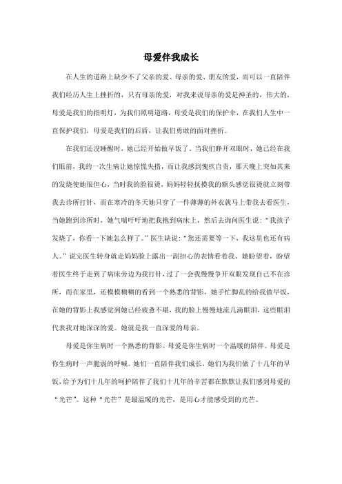 母爱伴我成长_初中初一作文600字