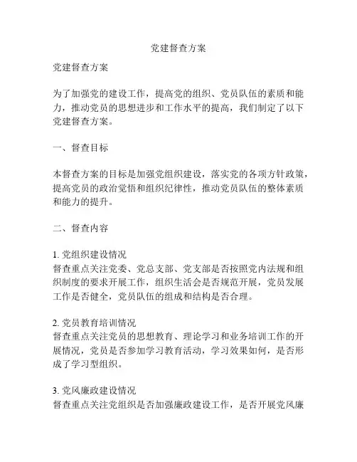 党建督查方案