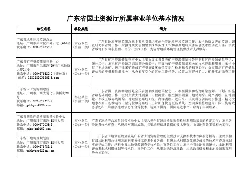 广东省国土资源厅所属事业单位基本情况