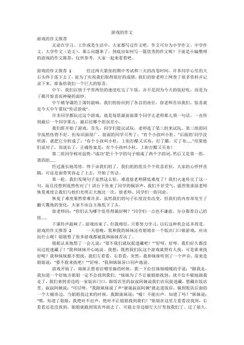 游戏的作文_2