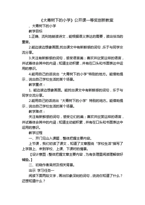 《大青树下的小学》公开课一等奖创新教案_1