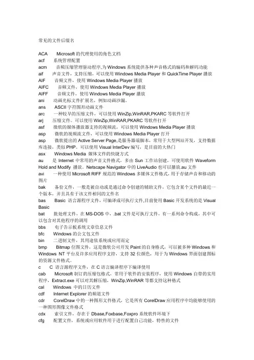 常见的文件后缀名