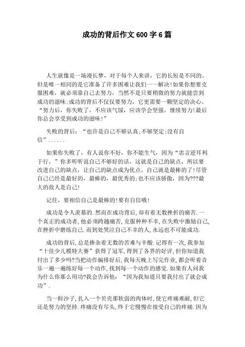 成功的背后作文600字6篇