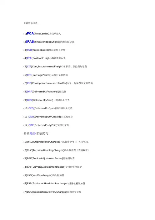 关于贸易行业的术语