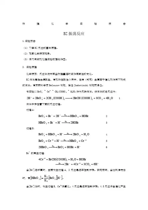 物理化学实验报告 BZ振荡反应