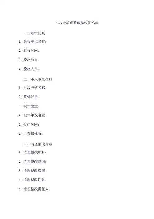 小水电清理整改验收汇总表
