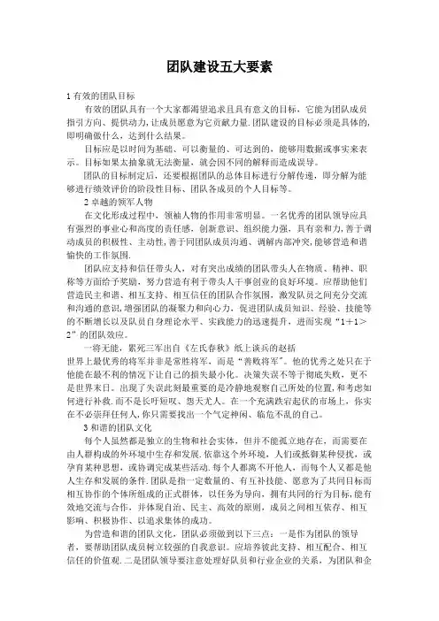 团队建设五大要素