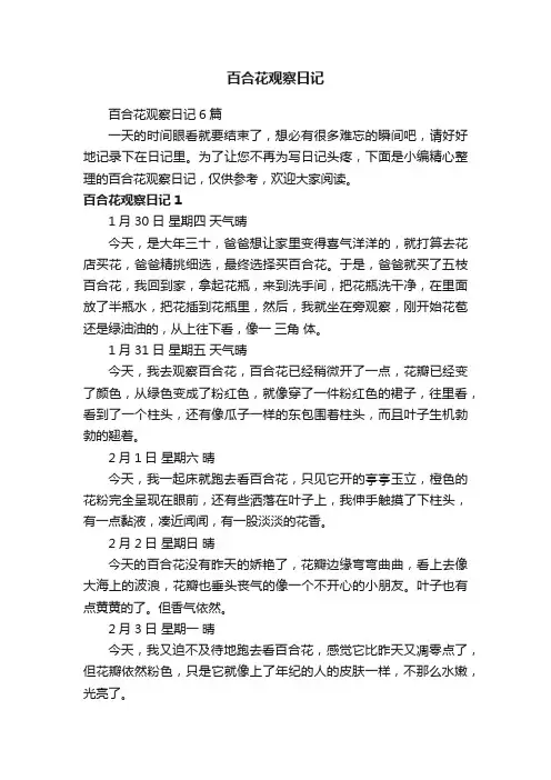 百合花观察日记6篇