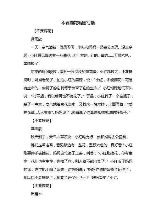 一年级作文：不要摘花看图写话