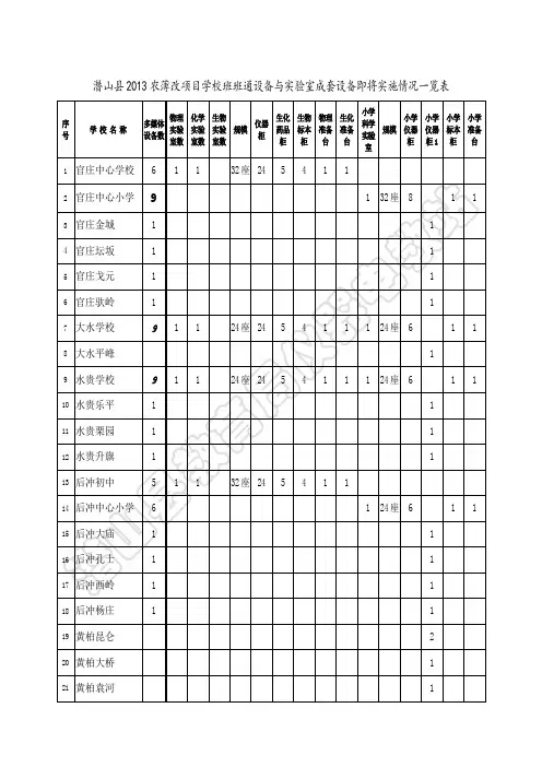 2013班班通成套设备安排情况一览表