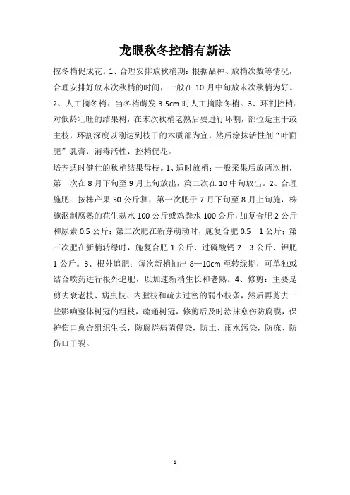 龙眼秋冬控梢有新法