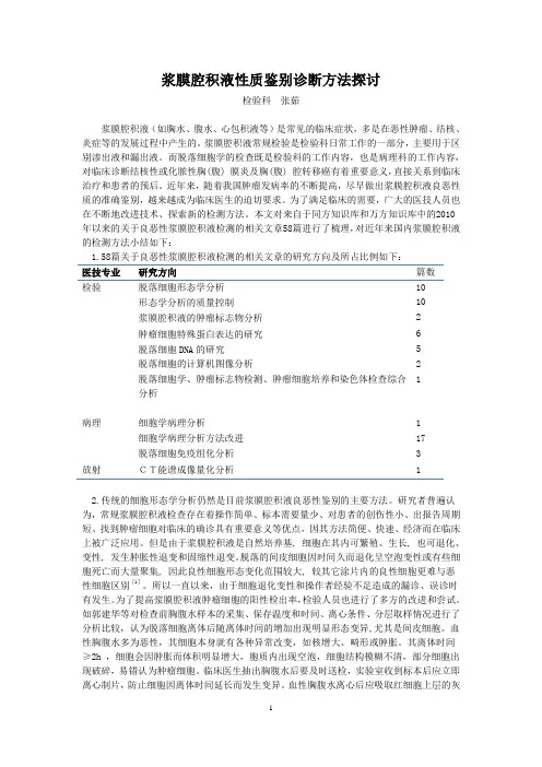 浆膜腔积液性质鉴别诊断方法探讨