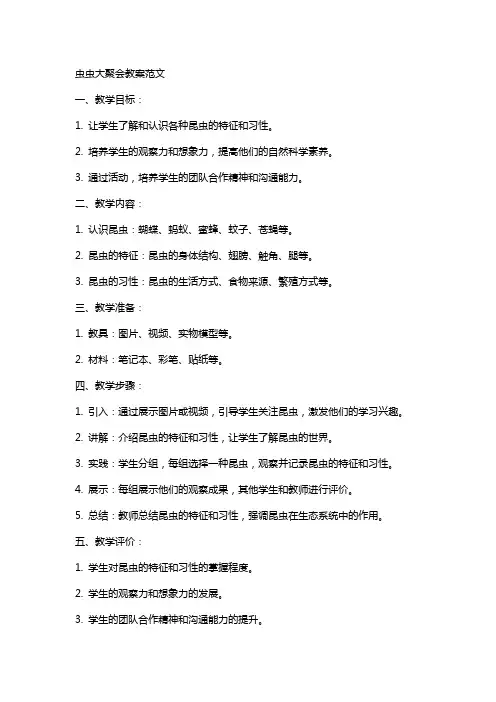 虫虫大聚会教案范文