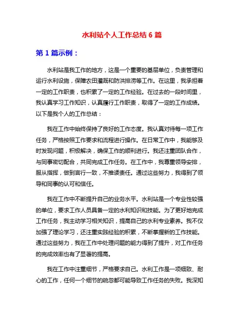 水利站个人工作总结6篇