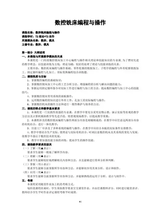 数控铣床编程与操作