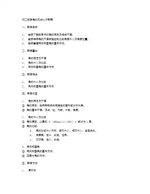 初二数学角的初步认识教案