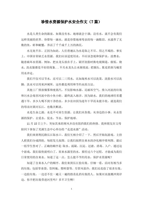 珍惜水资源保护水安全作文(7篇)